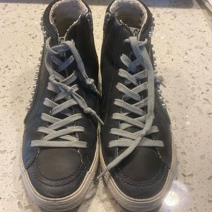 Women's Golden Goose Slide Black Sneakers with Studs